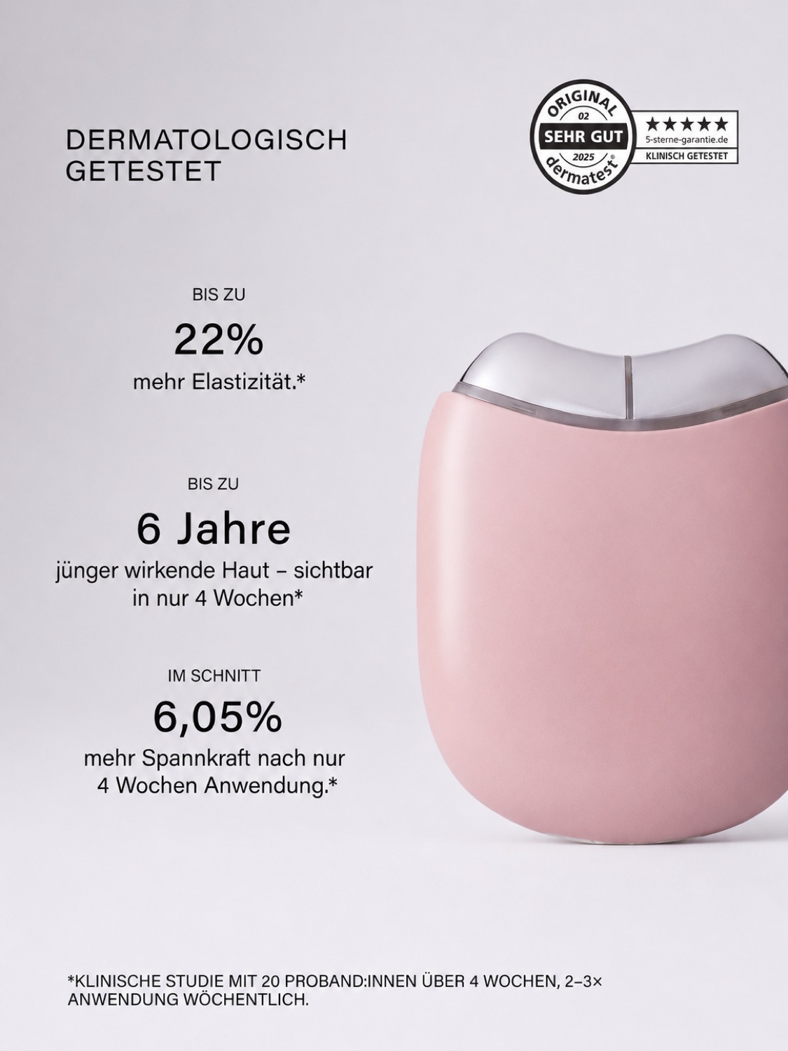 Dermatologisch getestet: bis zu 22 % mehr Elastizität nach 4 Wochen